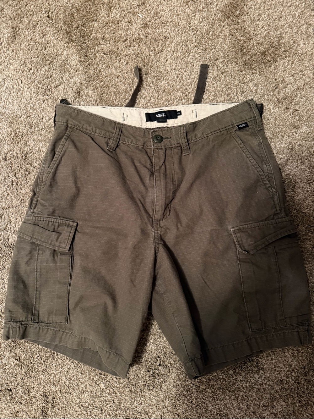 Vans Olive Green Cargo Shorts with Side Pockets